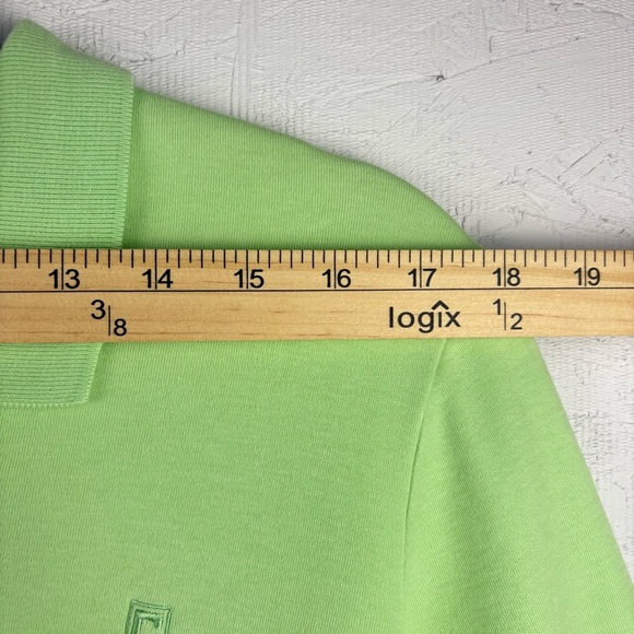 VTG Chaps Lime Green Polo Shirt Gold Snaps Quarter Sleeve Y2K 90s 100% Cotton XL - Picture 6 of 9